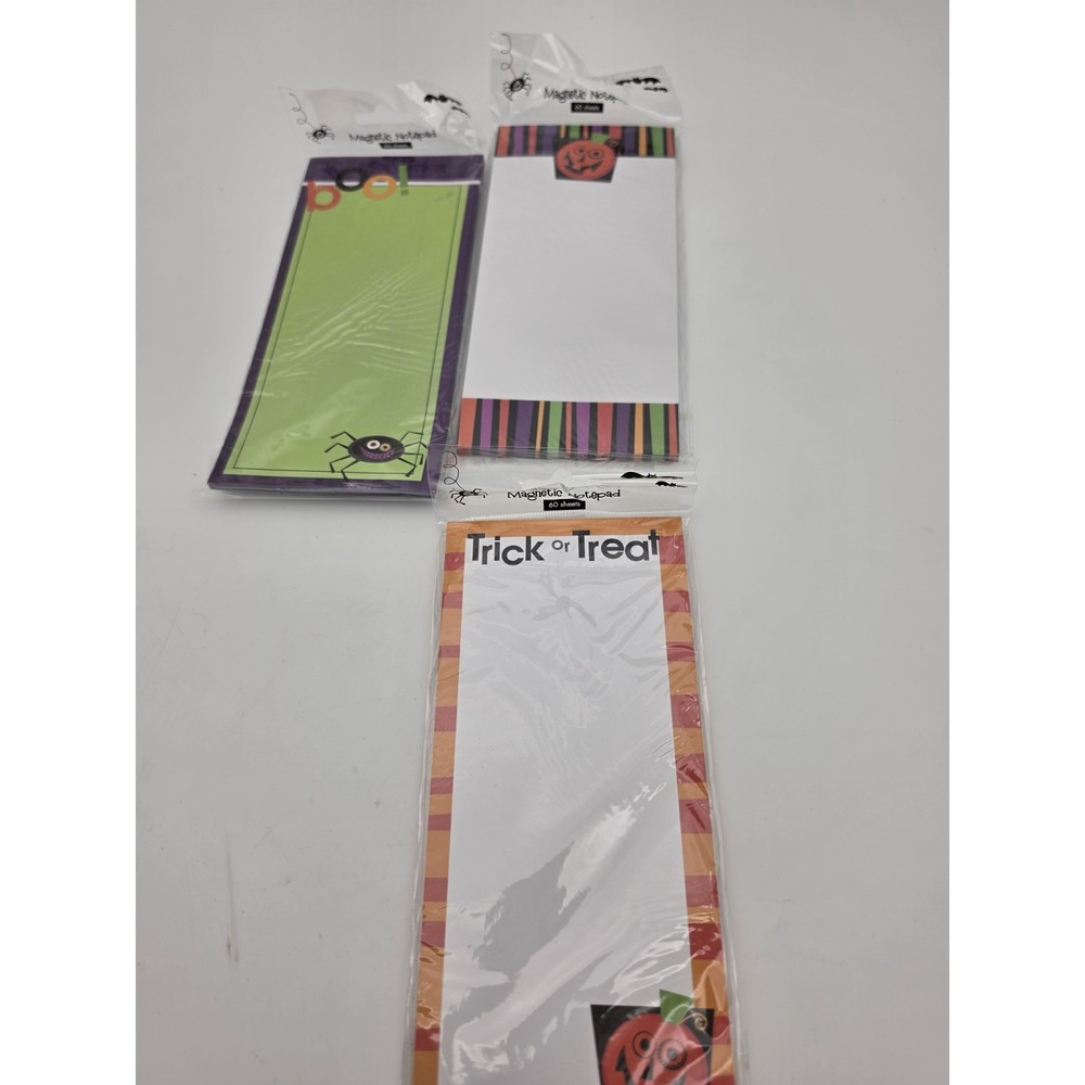 Nos Vtg Halloween theme 8.25 x 4 Magnetic notepads - 3 Packs of 60- New